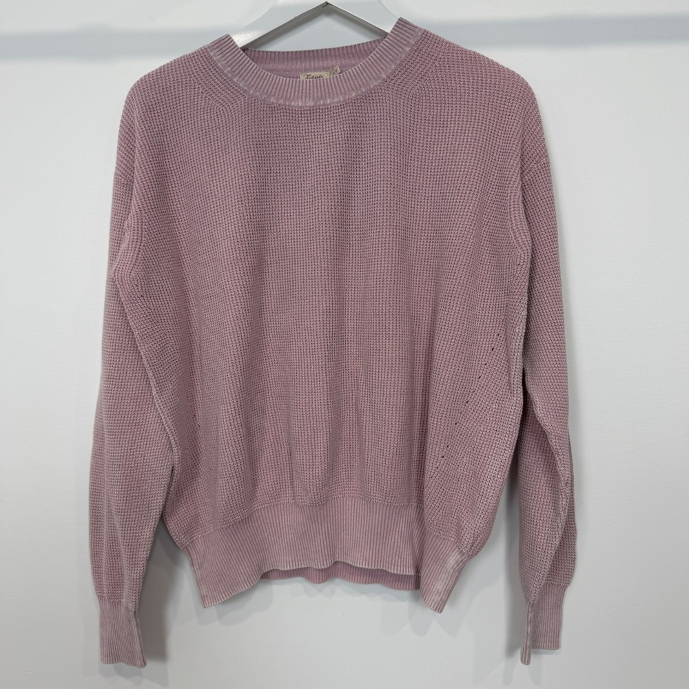 Faherty Sunwashed Organic Cotton Waffle Knit Crewneck Sweater M Coastal Preppy
